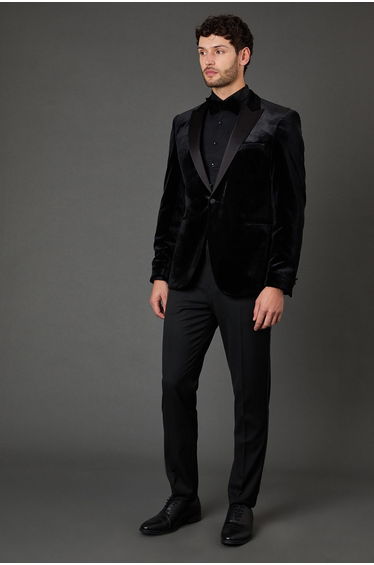 Black Velvet Slim Fit Tuxedo Jacket