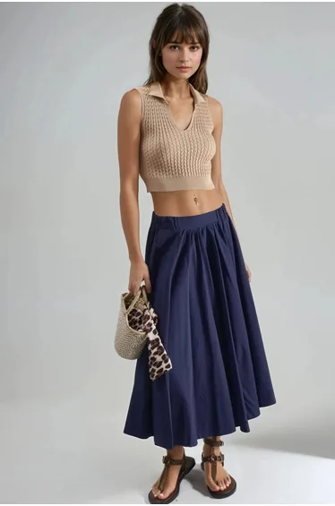 MY FASHION Cable Knit V Neck Sweater