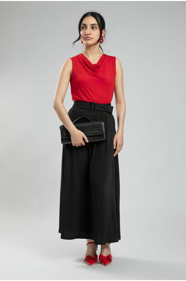 Women's Classic Maxi Skirt - Solid Color, Front Pleats