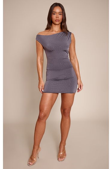 Charcoal Slinky Hot Fix Mini Skirt