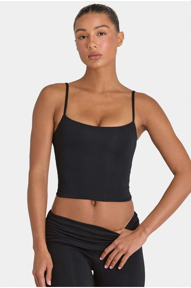 Modal Cropped Tank Top in Black
