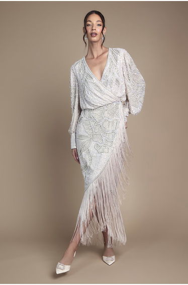 Embellished Tassel Detail Wrap Wedding Dress