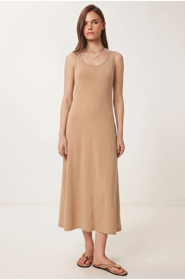 ISTANBUL U Collar Midi Dress