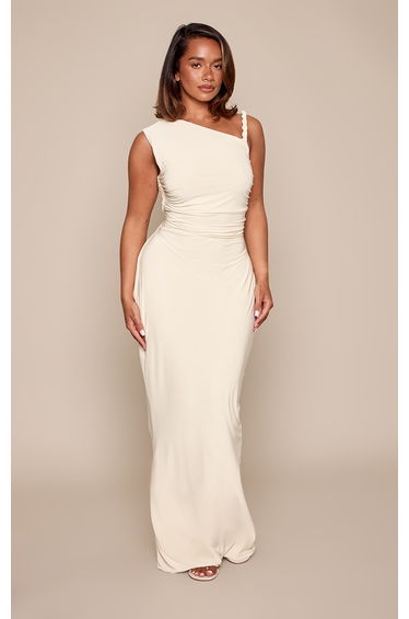 Shape Cream Twist Detail Slinky Maxi Dress