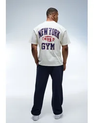 Active New York City Gym Oversized Extended Neck T-Shirt - ecru - 2