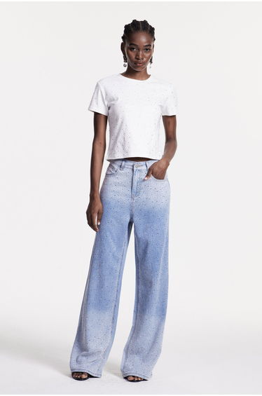 Chobin Rhinestone Hayley Jeans In Blue