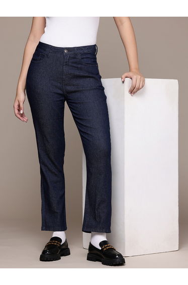 Women Mid Rise Straight Fit Solid Jeans