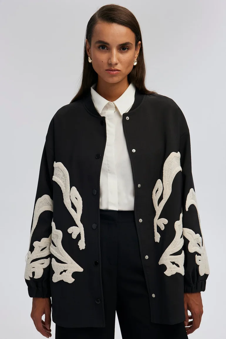 EMBROIDERED CREPE JACKET - 1
