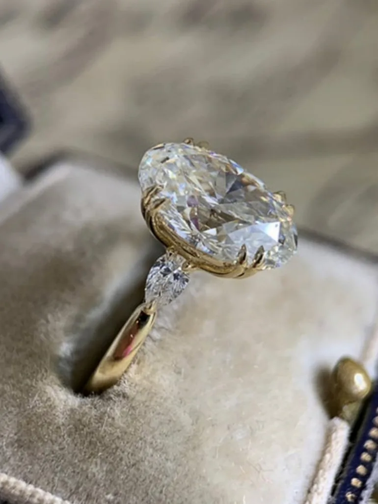 Embellished Oval-Cut Ring - 5