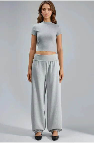 BUSEM Women's Mid-Waist Straight Pull-On Trousers