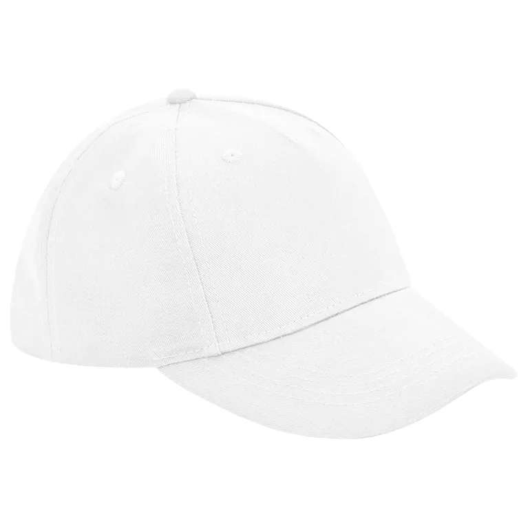 Beechfield Childrens/Kids Organic Cotton 5 Panel Baseball Cap - White