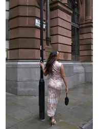 Sepia Tie Dye Sleeveless Bodycon Midi-Dress - 1