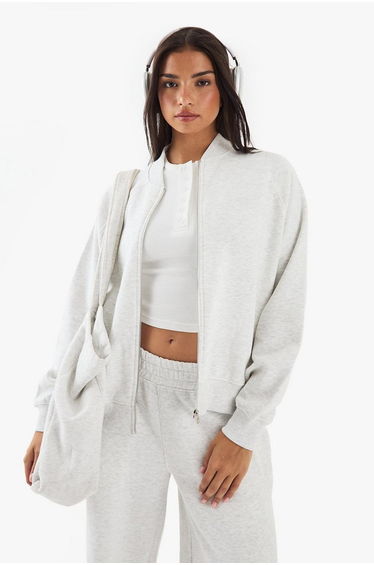 DSGN Studio Bomber Zip Through Sweatshirt - ash grey
