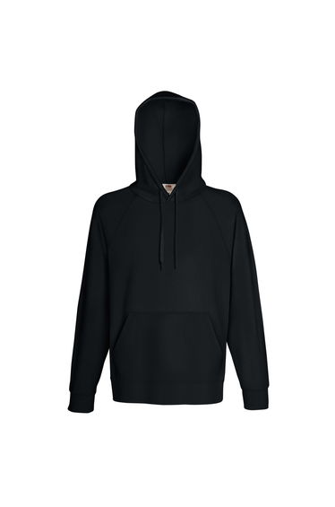 Fruit Of The Loom Mens Lightweight Hooded Sweatshirt / Hoodie (240 GSM) - Black