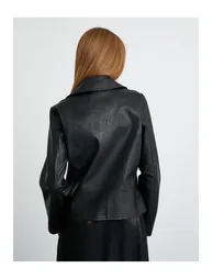 Biker Jacket Leather Look With Zipper - 2