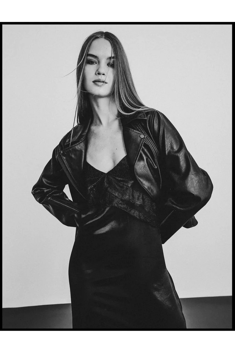 Biker Jacket Leather Look With Zipper