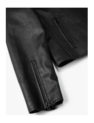 Biker Jacket Leather Look With Zipper - 5