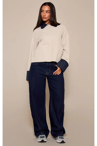 Petite Beige Contrast Short Trench Coat