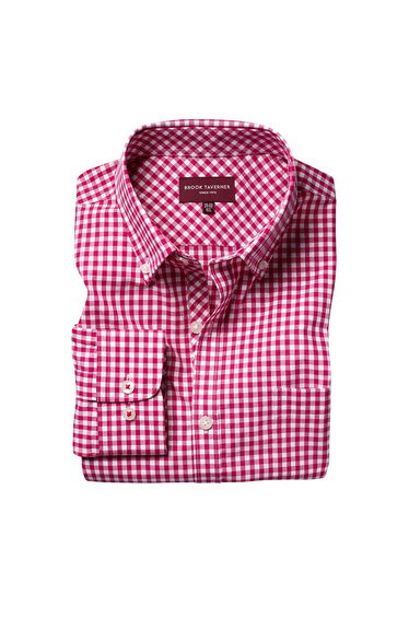 Brook Taverner Mens Montana Gingham Long Sleeve Shirt - Red