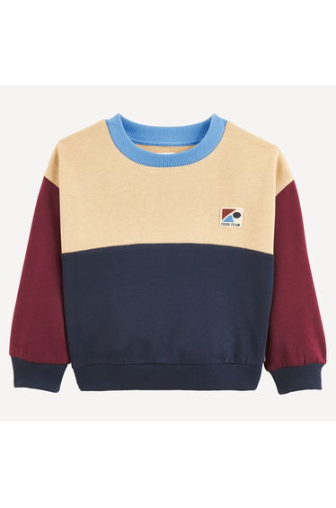 Colour Block Crew Neck Fleece Sweatshirt