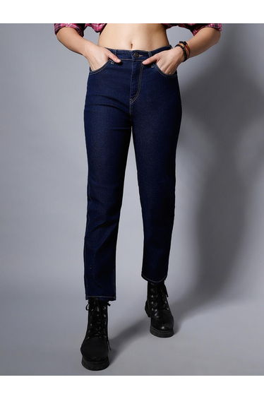 High Rise Regular Fit Jeans with Pockets
