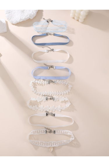 Pack of 8 - Floral Lace Choker Necklace