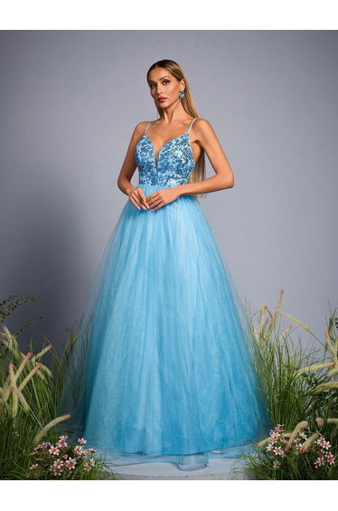 Leely Elegant Spaghetti Straps Sleeveless Prom Dress
