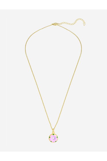 Secret Spoils Girls Purple Doughnut Flower Necklace in Gold (40cm)