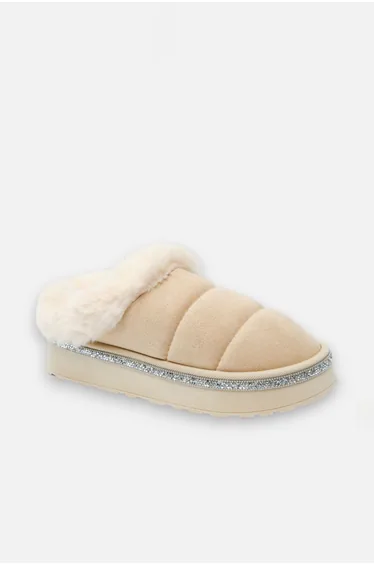 Lemonade Crystal Trim Soft Touch Slippers Nude
