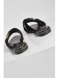 Wide Fit Buckle Detail Mule - black - 3