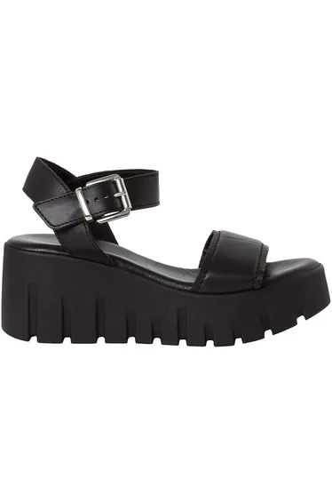 Leather Chunky Wedge Sandals