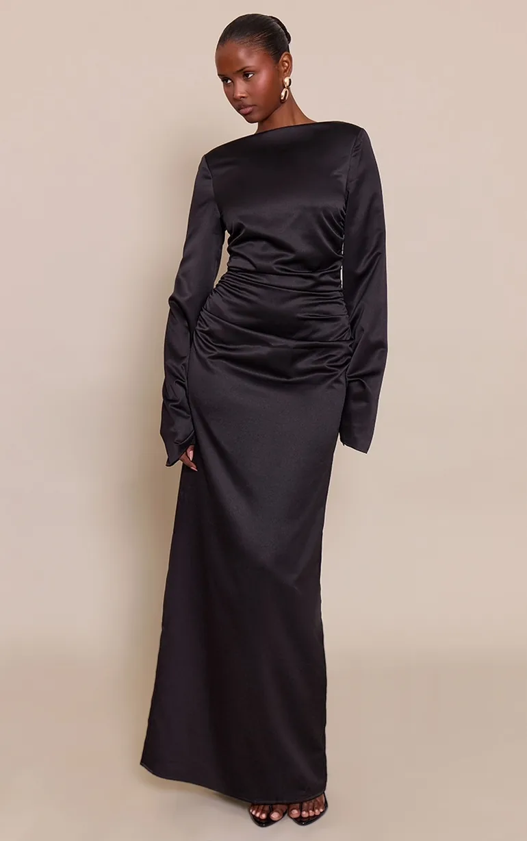 black high neckline dress Black Halter Gown with Crystal Embellished Neckline 47814