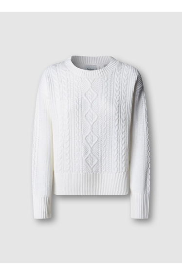 Cable Knit Jumper with Crew Neck