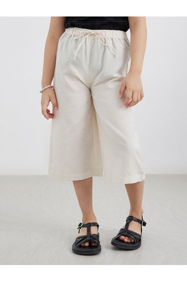 Girls Plain Linen Look Wide Leg Culottes