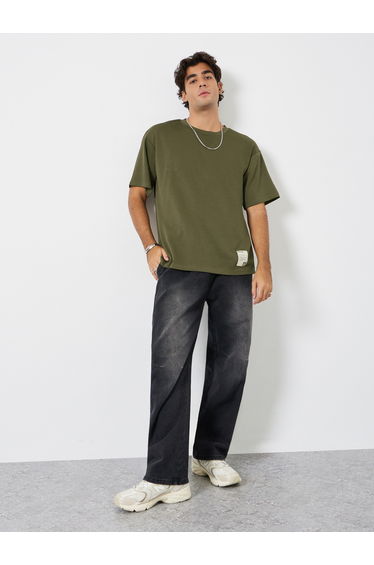 Men Oversized Soft Heavy Jersey T-Shirt with Badge