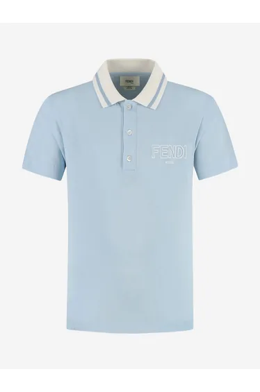 Fendi Boys Logo Polo Shirt in Blue