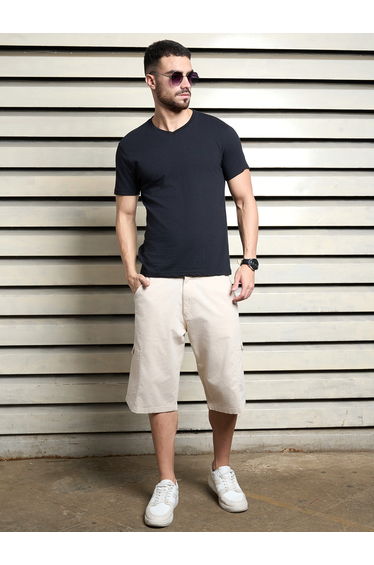 Solid Cargo Shorts with Belt Loops