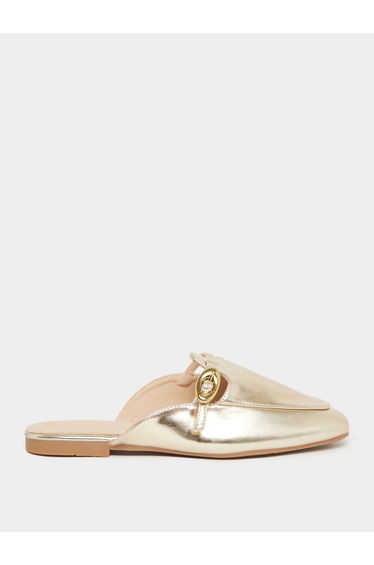 Women Gold Metallic Flat Mules
