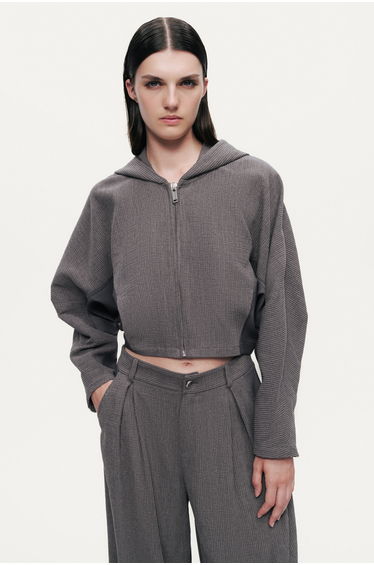 Ribbed Hooded Zip Jacket