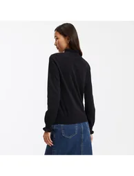 Cotton Long Sleeve Jumper/Sweater with Ruffled High Neck - 4