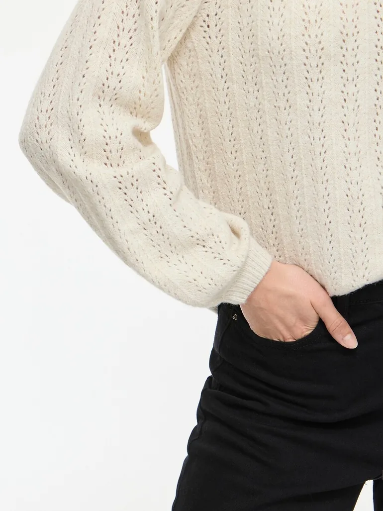 Openwork Crew Neck Jumper - 3