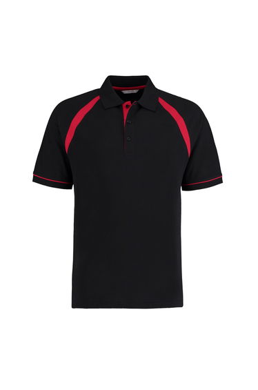 Kustom Kit Mens Oak Hill Piqué Polo Shirt - Black/Bright Red