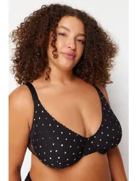 Black Polka Dot Mesh Bra - 2