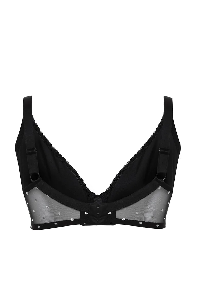 Black Polka Dot Mesh Bra - 7