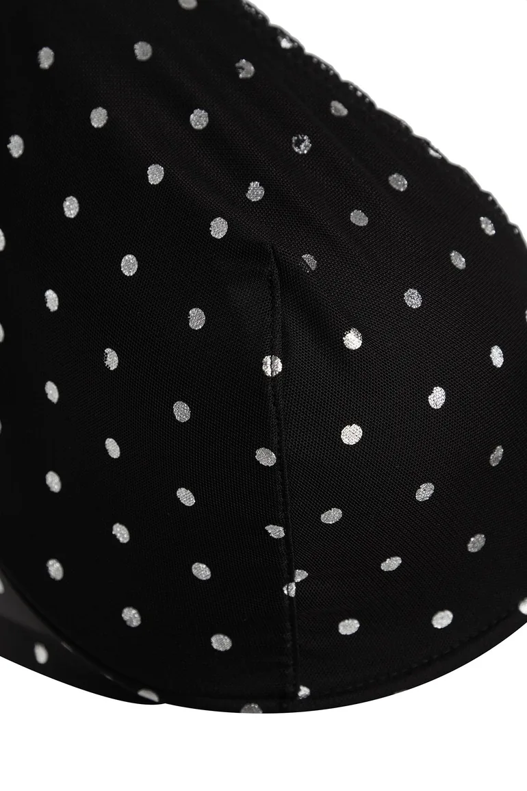 Black Polka Dot Mesh Bra - 5