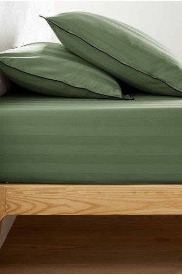 Victor Striped Washed Cotton Satin Fitted Sheet