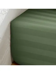 Victor Striped Washed Cotton Satin Fitted Sheet - 2