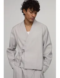 Wrap Tie Side Blazer - stone