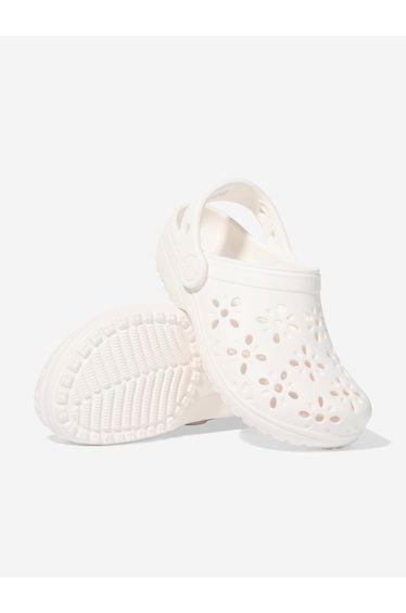 Girls Classic Floral Cut Out Clog in Ivory