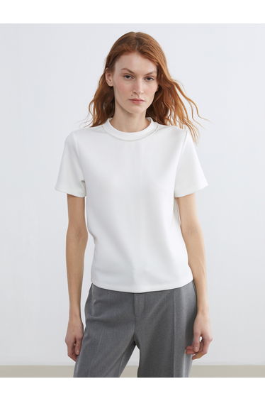 High Neck Bejeweled Women's Tee